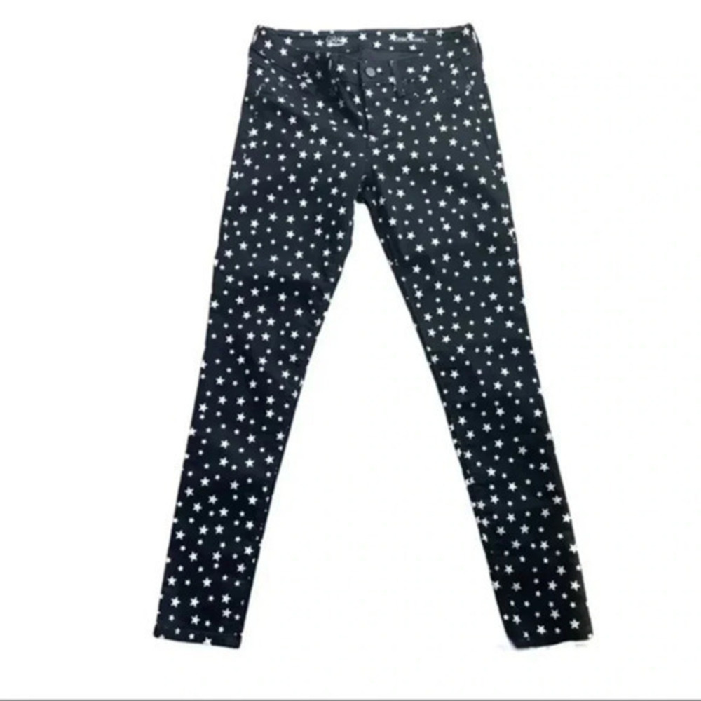 Gray-Saks Fifth Avenue black with silver stars prints super skinny jean sz 27